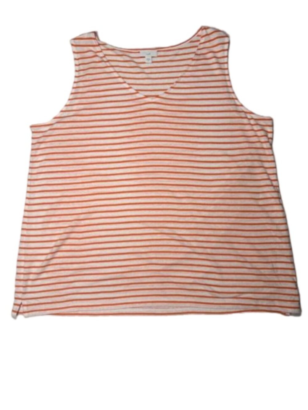 J. Jill Lightweight Striped Orange/White Tank Top Size XL #2478
